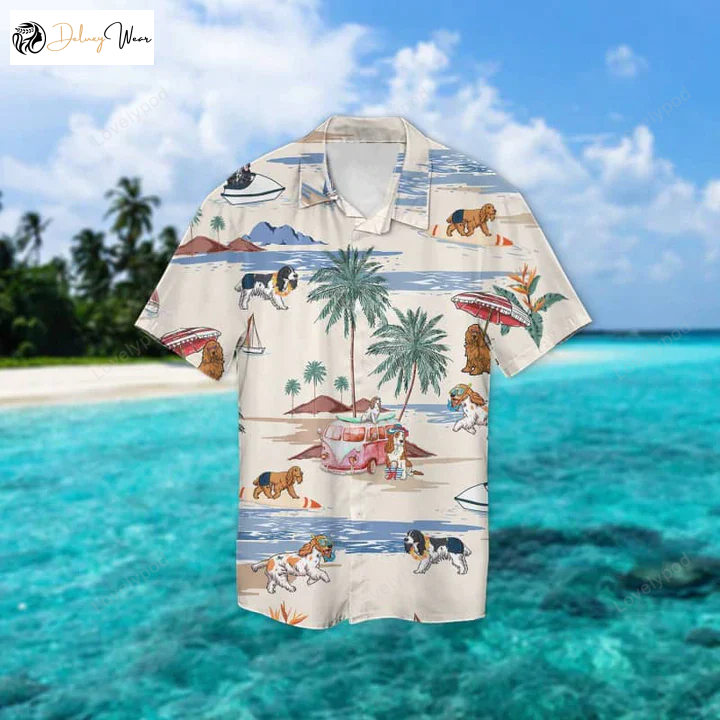 English Springer Spaniel Hawaiian Beach Shirt Gift for Men Women Fans – Men s Short Sleeve Aloha Summer Shirt Gift for Men Women Fans