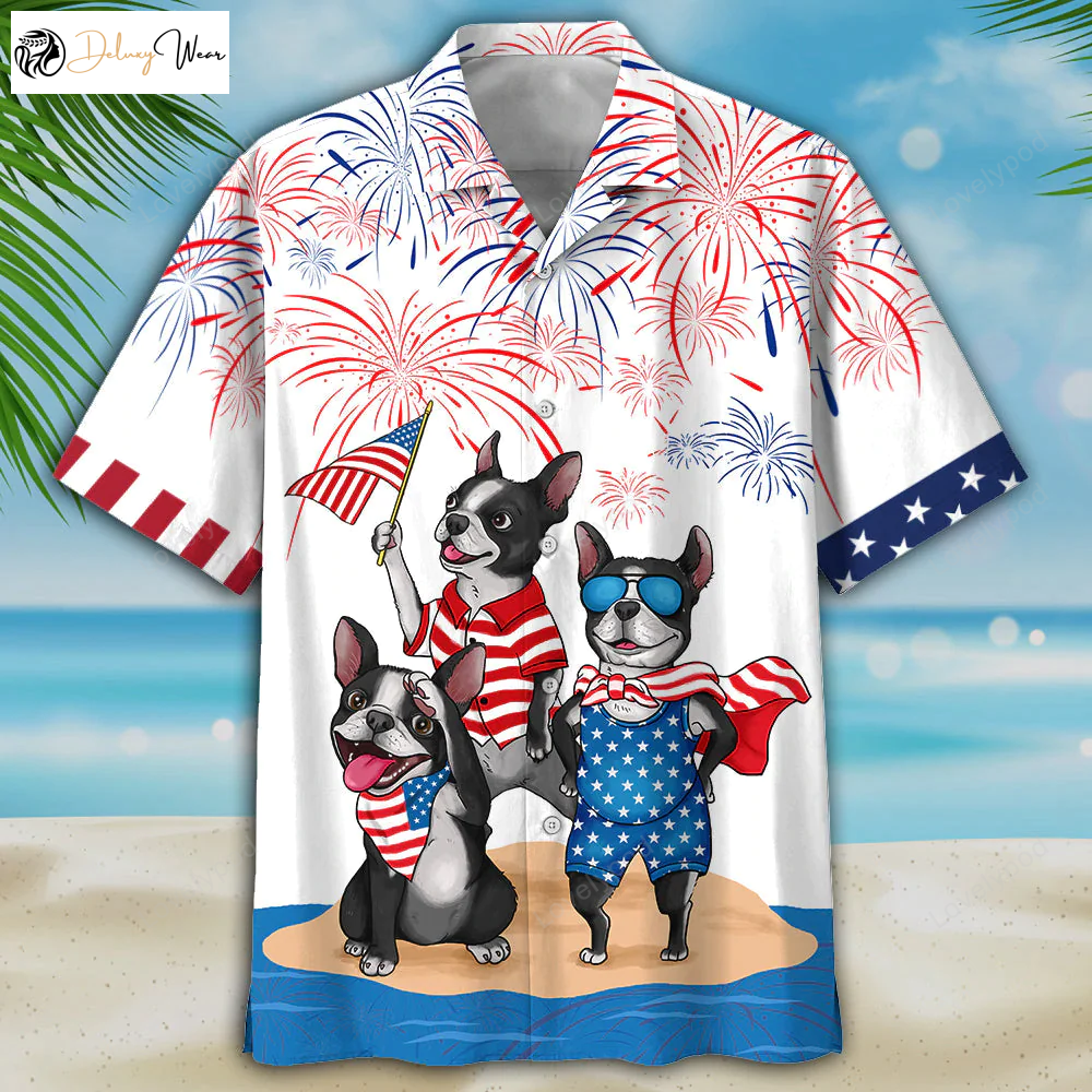 French Bulldog Hawaiian Shirt Gift for Men Women Fans – Celebrate Independence with USA Patriotic Print
