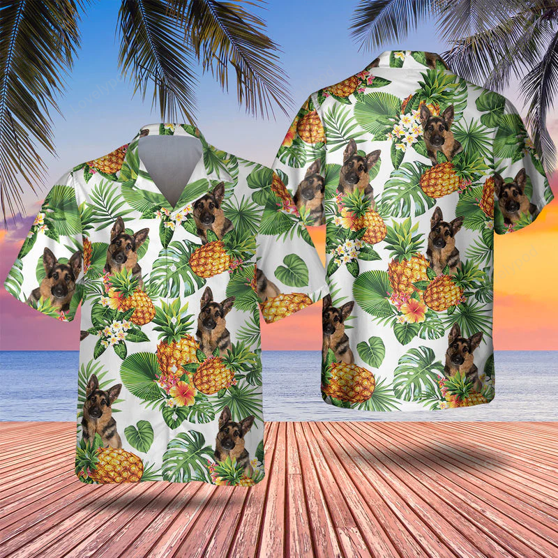 German Shepherd Dog Tropical Hawaiian Shirt Gift for Men Women Fans – Perfect Summer Gift for Dog Lovers!