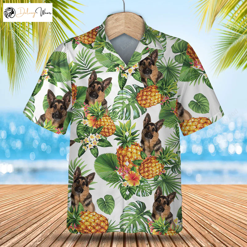 German Shepherd Dog Tropical Hawaiian Shirt Gift for Men Women Fans – Perfect Summer Gift for Dog Lovers!