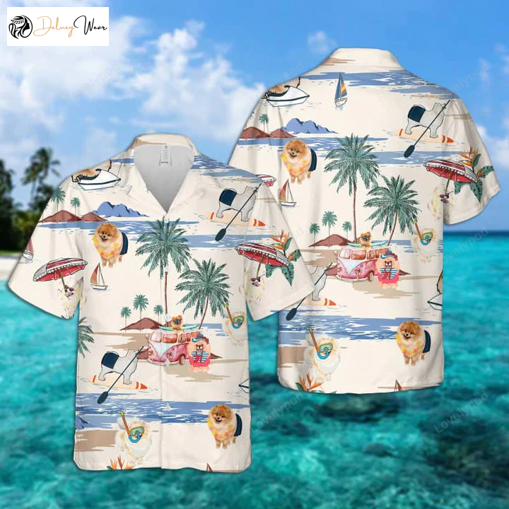 Men s German Spitz Summer Beach Hawaiian Shirt Gift for Men Women Fans – Short Sleeve Aloha Beach Shirt Gift for Men Women Fans