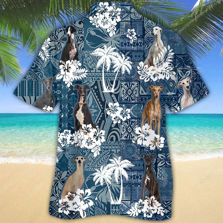 Flower Greyhound Hawaiian Shirt Gift for Men Women Fans: Stylish Short Sleeve Aloha Shirt Gift for Men Women Fans for Men & Women