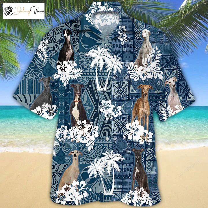 Flower Greyhound Hawaiian Shirt Gift for Men Women Fans: Stylish Short Sleeve Aloha Shirt Gift for Men Women Fans for Men & Women