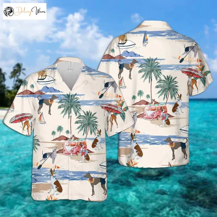 Greyhound Summer Beach Hawaiian Shirt Gift for Men Women Fans – Men s Short Sleeve Aloha Beachwear
