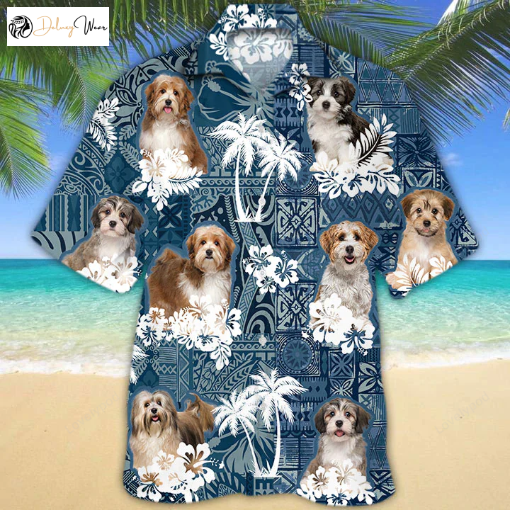 Havanese Hawaiian Shirt Gift for Men Women Fans: Flower Short Sleeve Aloha Shirt Gift for Men Women Fans for Men & Women