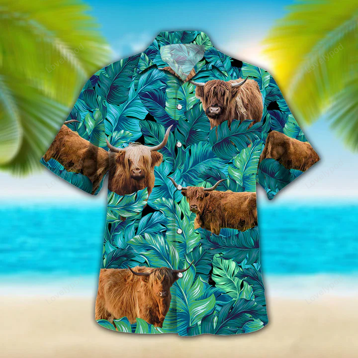Hawaiian Highland Cattle Lovers Shirt Gift for Men Women Fans – Vintage Animal Aloha for Men & Women