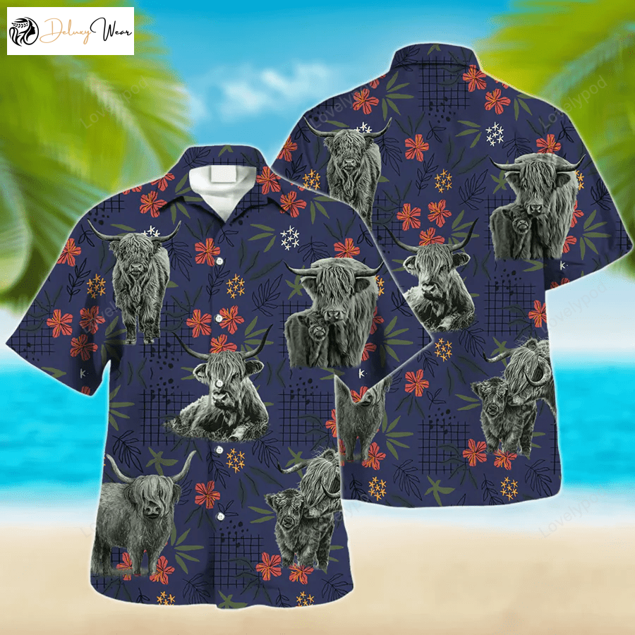 Hawaiian Highland Cow Shirt Gift for Men Women Fans: Animal Lover s Farmer Shirt Gift for Men Women Fans for Men & Women