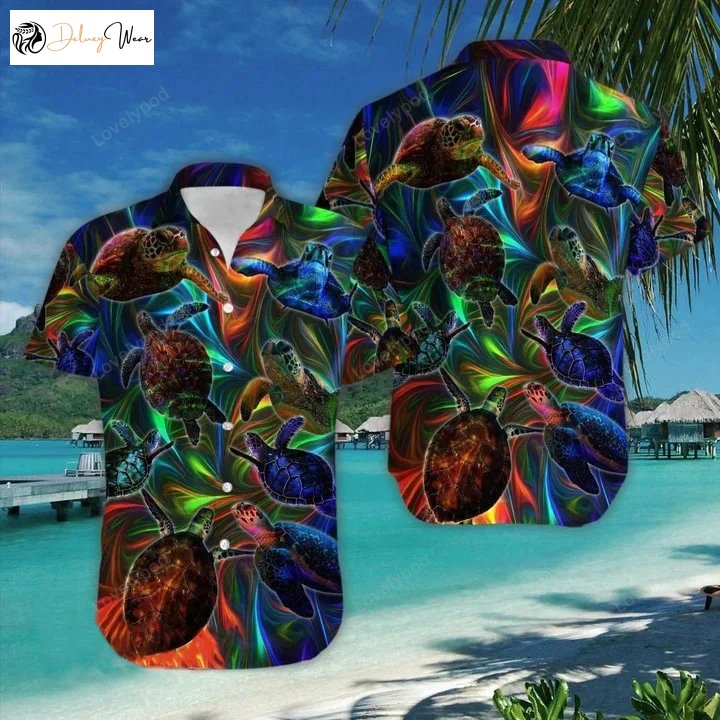 Hippie Turtle Watercolor Hawaiian Shirt Gift for Men Women Fans – Vibrant Design for Beach Lovers