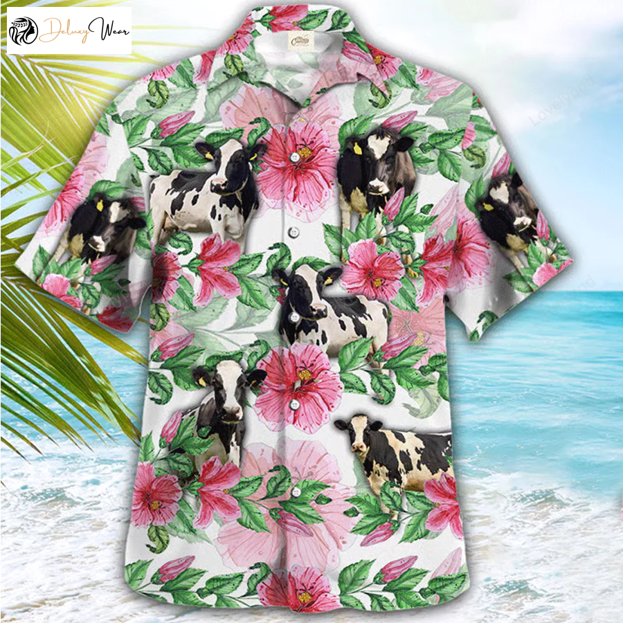 Holstein Cow Hawaiian Shirt Gift for Men Women Fans: Farmer & Funny Summer Tropical Gift For Him
