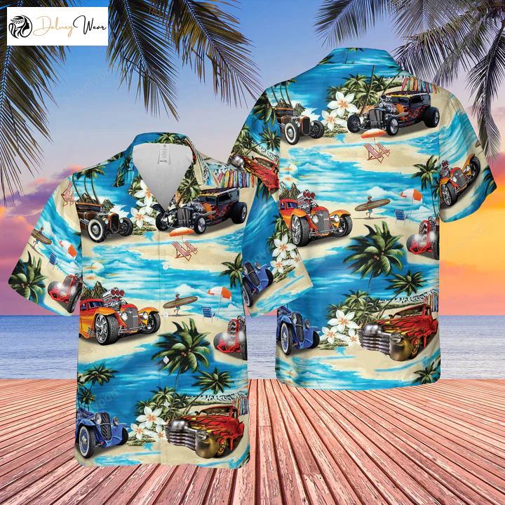 Hot Rod Hawaiian Shirt Gift for Men Women Fans: All-Printed 3D Design with Hawaiian Theme