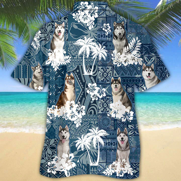 Husky Hawaiian Shirt Gift for Men Women Fans: Flower Dog Short Sleeve Aloha Shirt Gift for Men Women Fans for Men & Women – Perfect Summer Gift!