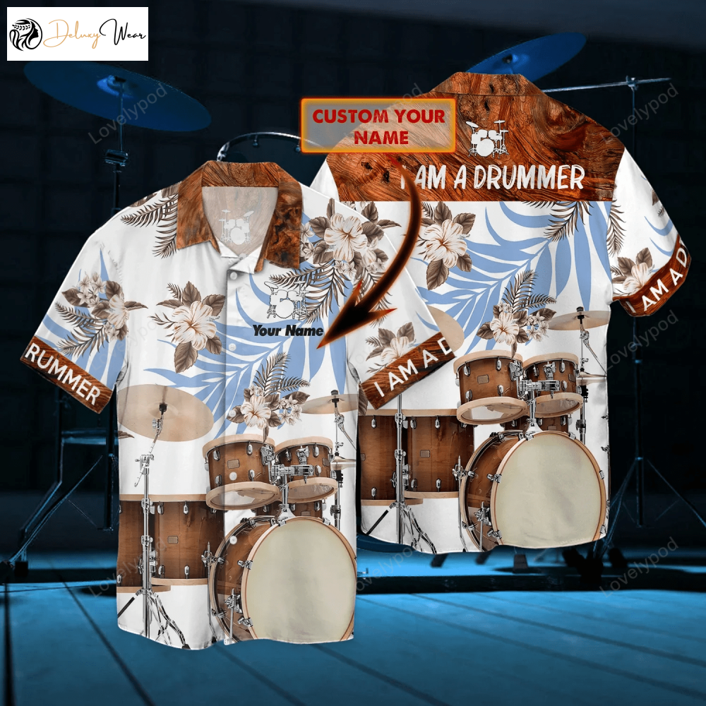 Personalized Name 3D Hawaiian Drummer Shirt Gift for Men Women Fans – Vibrant & Customizable!
