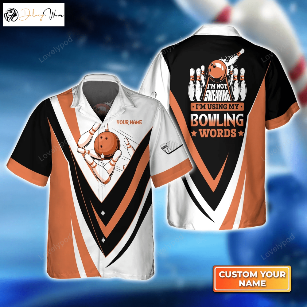 I m Not Swearing I m Bowling! Hawaiian Shirt Gift for Men Women Fans – Perfect for Men Women and Bowling Teams