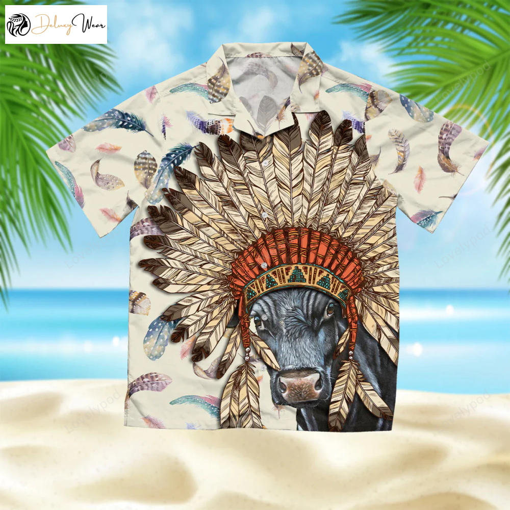Indian Cattle Pattern Hawaiian Shirt Gift for Men Women Fans: Summer Gift for Men and Women – Aloha Beach Shirt Gift for Men Women Fans