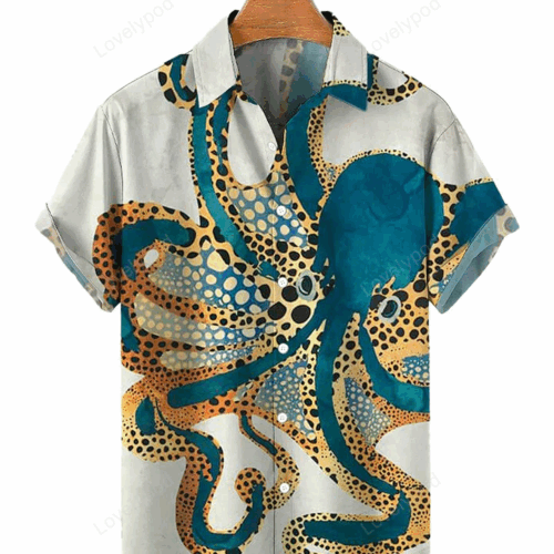 Vibrant Ink Ocean Octopus Art Hawaiian Shirt Gift for Men Women Fans – Exude Tropical Charm with this Unique Beachwear!
