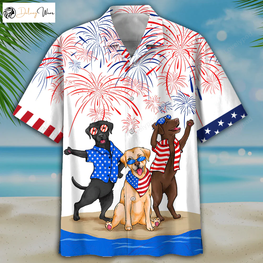 Hawaiian Labrador Shirt Gift for Men Women Fanss – Celebrate Independence with USA Patriotic Prints