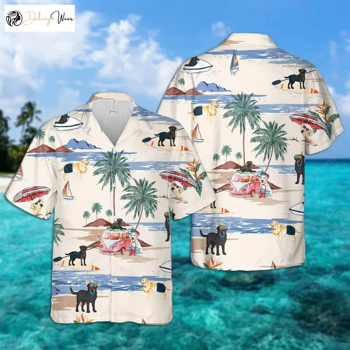 Labrador Retriever Hawaiian Shirt Gift for Men Women Fans: Stylish Summer Beach Aloha Shirt Gift for Men Women Fans for Men & Women