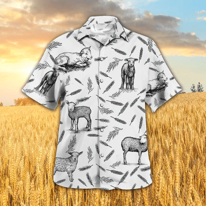 Lamb Pattern Hawaiian Shirt Gift for Men Women Fans: Unisex Summer Style for Men & Women