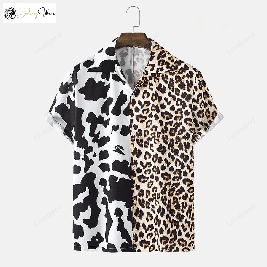 Leopard & Cow Pattern Hawaiian Shirt Gift for Men Women Fans – Stylish Cow Hawaii Shirt Gift for Men Women Fans for a Unique Look