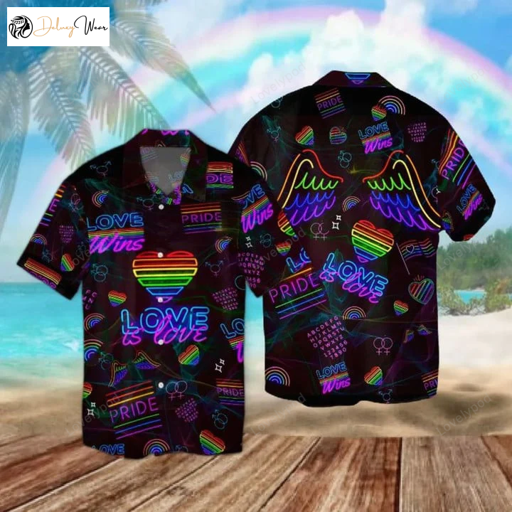 LGBT Love Is Love Hawaiian Shirt Gift for Men Women Fans – Couple Gaymer Gift Perfect for Summer Vacation