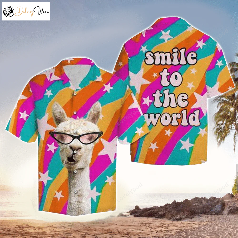 Llama Smile Hawaiian Shirt Gift for Men Women Fans: Spread Joy with a Worldly Twist!