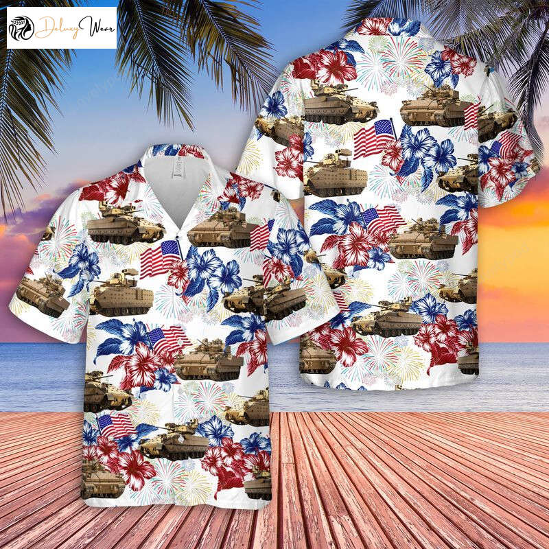 M2 Bradley Fighting Vehicle 4th Of July Hawaiian Shirt Gift for Men Women Fans - Patriotic Men s Hawaiian Shirt Gift for Men Women Fans