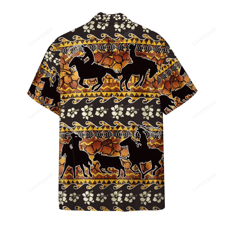 Custom Men s 3D Team Roping Hawaiian Shirt Gift for Men Women Fans – Flower Pattern Perfect for Cosplay