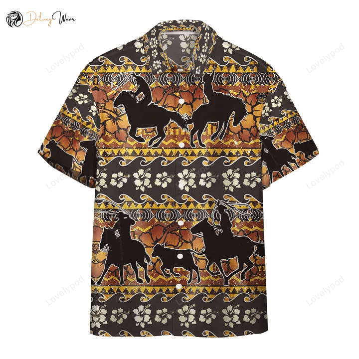Custom Men s 3D Team Roping Hawaiian Shirt Gift for Men Women Fans – Flower Pattern Perfect for Cosplay