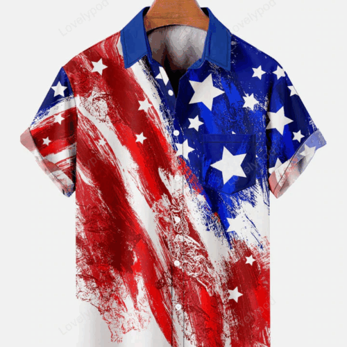Men s 4th of July Patriotic Hawaiian Shirt Gift for Men Women Fans – Short Sleeve Independence Day Apparel