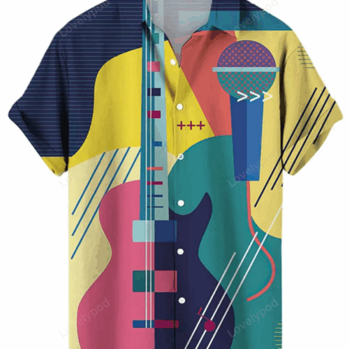 Men s Woven Printed Cardigan: Stylish Hawaiian Shirt Gift for Men Women Fans for Music Lovers Perfect Summer Gift – Men Women