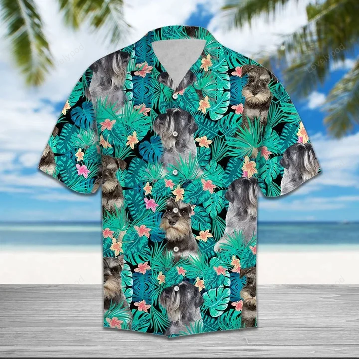 Stylish Miniature Schnauzer Mix Hawaiian Shirt Gift for Men Women Fans – Tropical Native Design