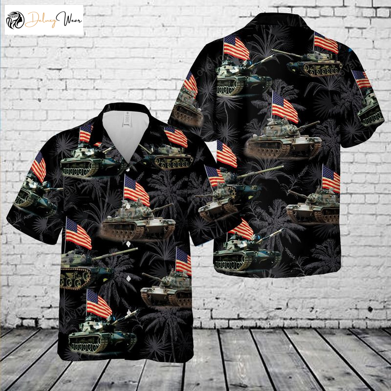 National Guard M60 Tank Hawaiian Shirt Gift for Men Women Fans: Patriotic 4th Of July Men s Apparel