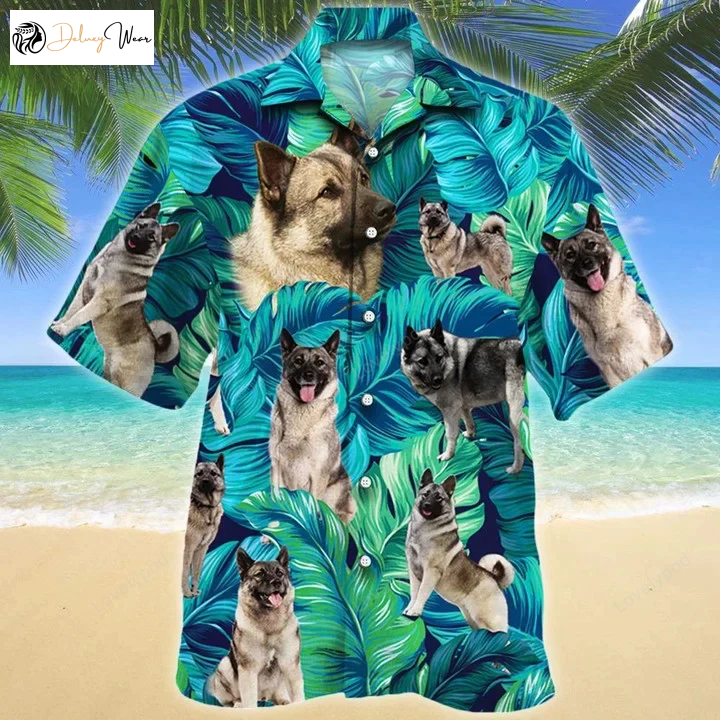 Stylish Norwegian Elkhound Dog Tropical Hawaiian Shirt Gift for Men Women Fans: Embrace the Tropical Vibe!