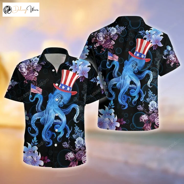 Ocean Octopus 4th July Tropical Hawaiian Shirt Gift for Men Women Fans – Men s Aloha Beach Summer Gift