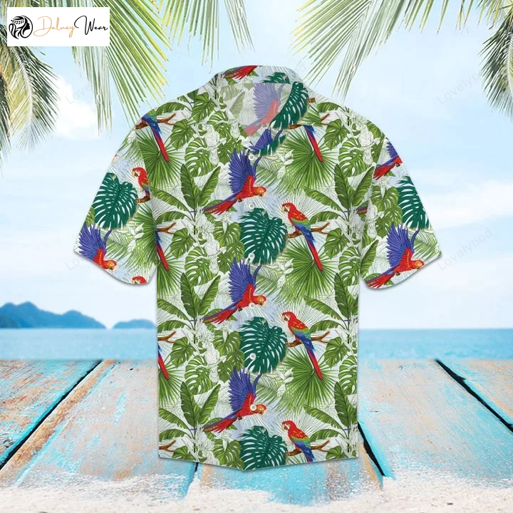 Vibrant Parrot Perched on Tropical Branches Hawaiian Shirt Gift for Men Women Fans – Exude Tropical Vibes