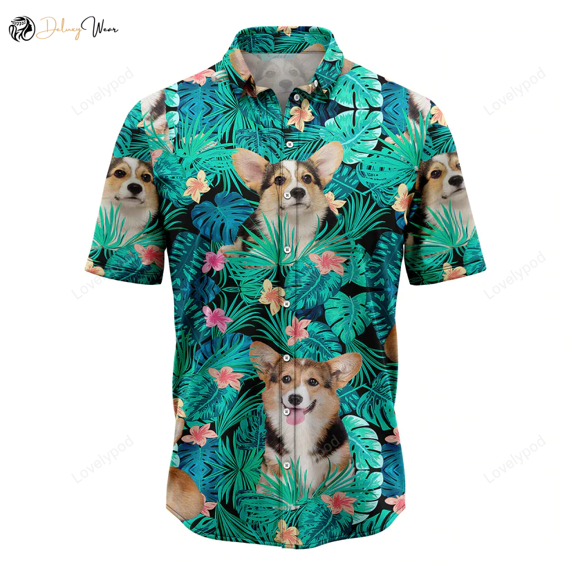 Pembroke Welsh Corgi Tropical Hawaiian Shirt Gift for Men Women Fans: Perfect Summer Gift for Men Aloha Beach Style