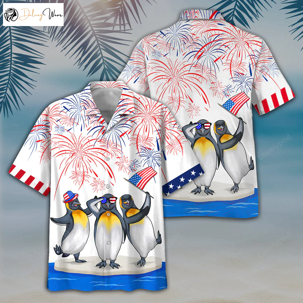 Penguins 4th of July Hawaiian Shirt Gift for Men Women Fans – Celebrate Independence Day with a Patriotic Twist!