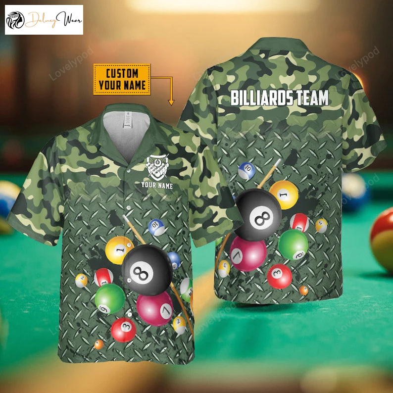 Custom Camo Soldiers Hawaiian Shirt Gift for Men Women Fans – Personalized Billiards Style