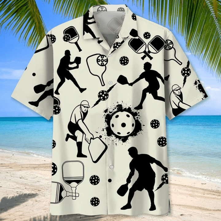 Pickleball Blue Hawaiian Shirt Gift for Men Women Fans: Men s Tropical Aloha Beach Holiday Casual Shirt Gift for Men Women Fans
