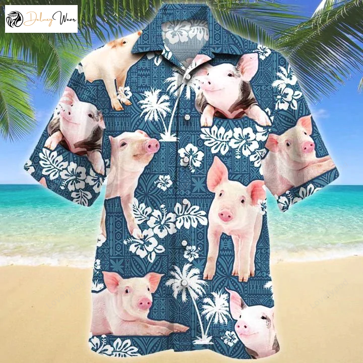 Pig Blue Tribal Pattern Hawaiian Shirt Gift for Men Women Fans: Vibrant and Stylish Tropical Wear