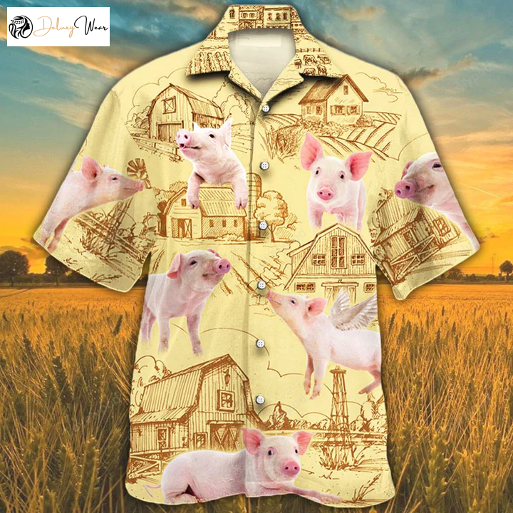 Pig Lovers Farm Hawaiian Shirt Gift for Men Women Fans – Summer Men s & Women s Aloha Shirt Gift for Men Women Fans