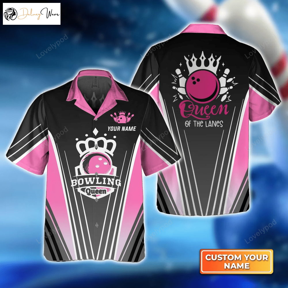 Pink Queen of the Lanes Hawaiian Shirt Gift for Men Women Fans – Bowling Team Shirt Gift for Men Women Fans for Men and Women