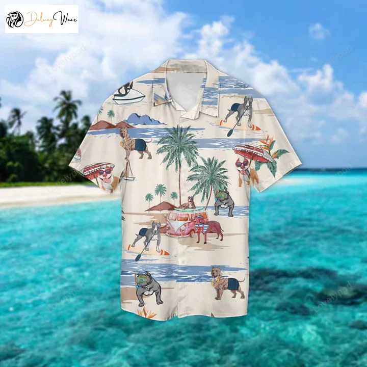 Pitbull Summer Beach Hawaiian Shirt Gift for Men Women Fans – Men s & Women s Aloha Short Sleeve Beachwear