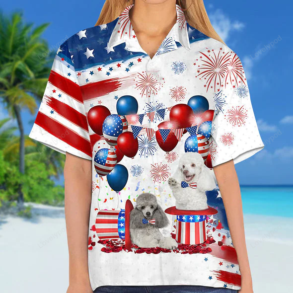 Poodle Independence Day Hawaiian Shirt Gift for Men Women Fans for Men & Women – 4th of July & Festive Attire