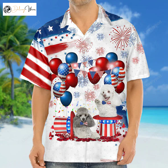 Poodle Independence Day Hawaiian Shirt Gift for Men Women Fans for Men & Women – 4th of July & Festive Attire