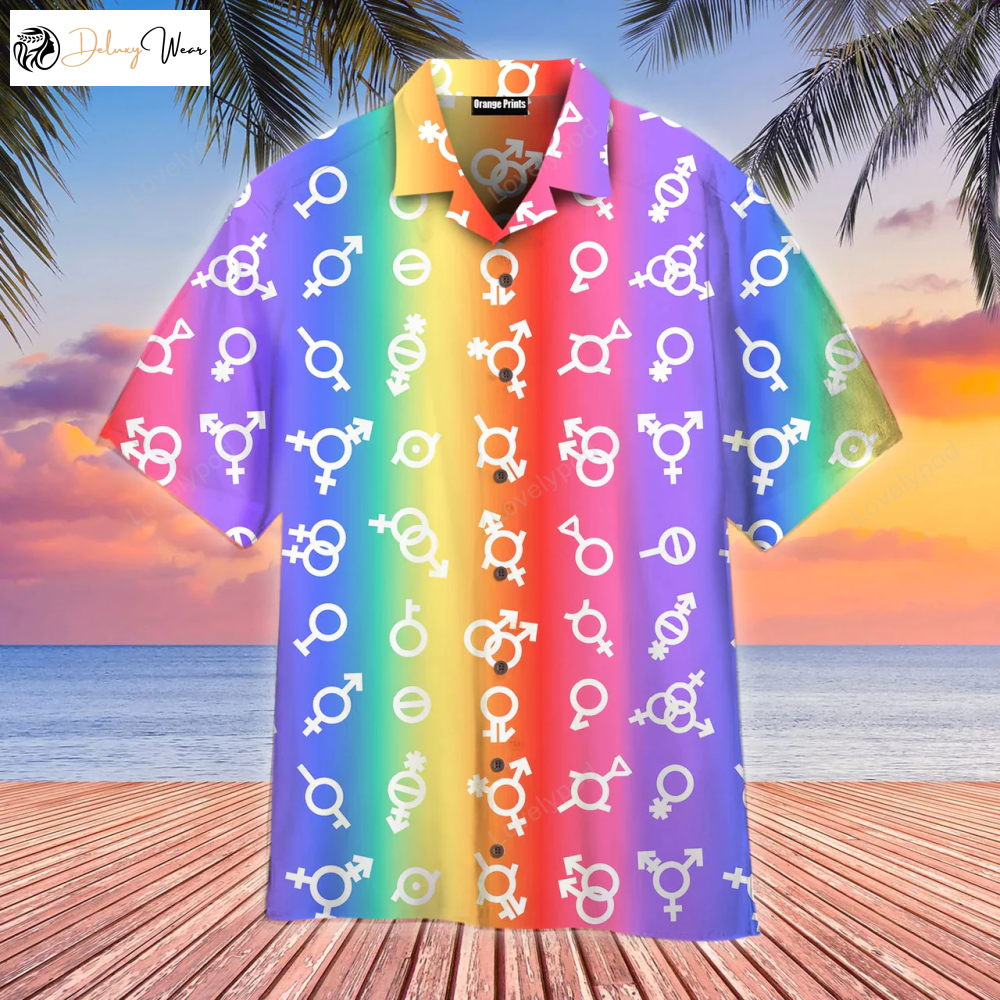 Pride Flag Hawaiian Shirt Gift for Men Women Fans: Express Your LGBTQ+ Identity with Style!