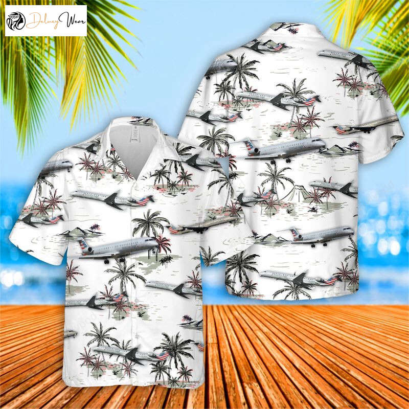 PSA Airlines Bombardier CRJ-900 Hawaiian Shirt Gift for Men Women Fans: Stylish Airplane Print for Aviation Enthusiasts