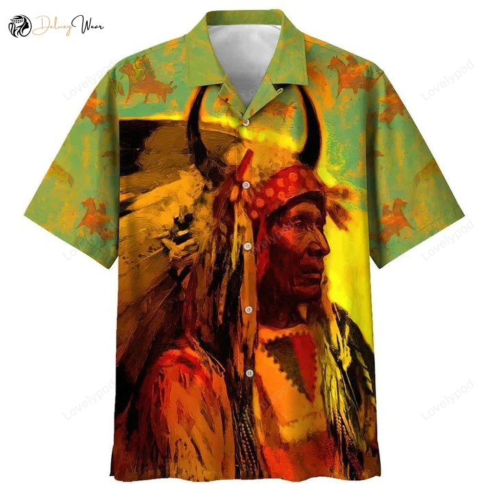 Stylish Chief Riding Horse Hawaiian Shirt Gift for Men Women Fans – Realistic Pattern for a Unique Look!