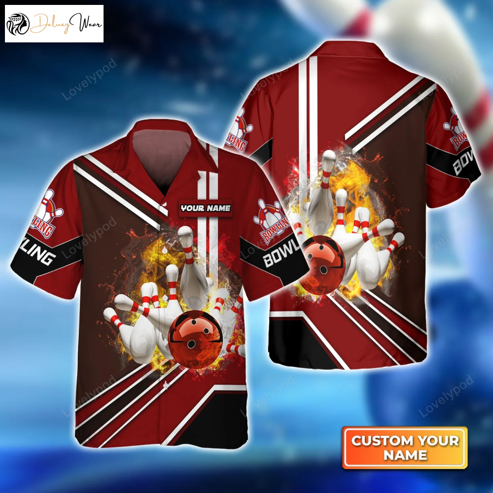 Flaming Red Bowling Hawaiian Shirt Gift for Men Women Fans for Men & Women – Perfect for Bowling Teams