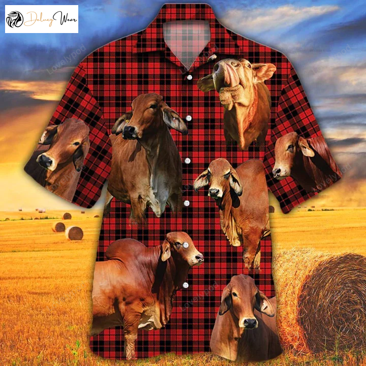 Red Brahman Cattle Lovers Hawaiian Shirt Gift for Men Women Fans – Cow Aloha Gift